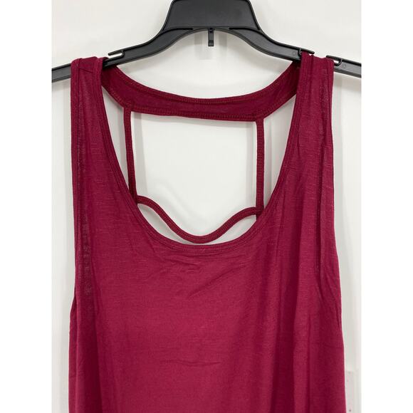 Whisper Burgundy Strappy Open Back Tank Top 1X NEW Womens Summer Gym Flowy - Picture 3 of 8